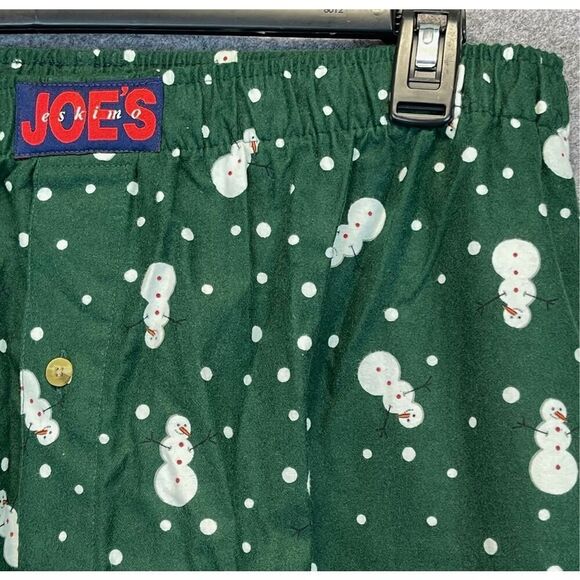 ESKIMO JOE’S Pajama Pants Men's XL Green White Flannel Snowman Print Christmas - Picture 2 of 10